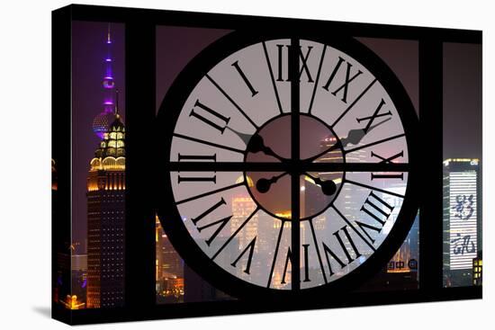 Giant Clock Window - View of Downtown Shanghai by Night - China II-Philippe Hugonnard-Stretched Canvas