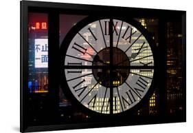 Giant Clock Window - View of Downtown Shanghai by Night - China-Philippe Hugonnard-Framed Photographic Print
