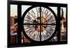 Giant Clock Window - View of Hell's Kitchen District at Sunset - Manhattan V-Philippe Hugonnard-Framed Photographic Print