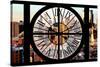 Giant Clock Window - View of Hell's Kitchen District at Sunset - Manhattan V-Philippe Hugonnard-Stretched Canvas