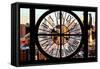 Giant Clock Window - View of Hell's Kitchen District at Sunset - Manhattan V-Philippe Hugonnard-Framed Stretched Canvas