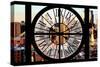 Giant Clock Window - View of Hell's Kitchen District at Sunset - Manhattan V-Philippe Hugonnard-Stretched Canvas