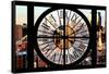 Giant Clock Window - View of Hell's Kitchen District at Sunset - Manhattan V-Philippe Hugonnard-Framed Stretched Canvas