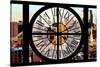 Giant Clock Window - View of Hell's Kitchen District at Sunset - Manhattan V-Philippe Hugonnard-Stretched Canvas