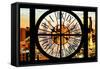 Giant Clock Window - View of Hell's Kitchen District at Sunset - Manhattan VII-Philippe Hugonnard-Framed Stretched Canvas