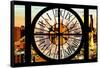 Giant Clock Window - View of Hell's Kitchen District at Sunset - Manhattan VII-Philippe Hugonnard-Framed Stretched Canvas