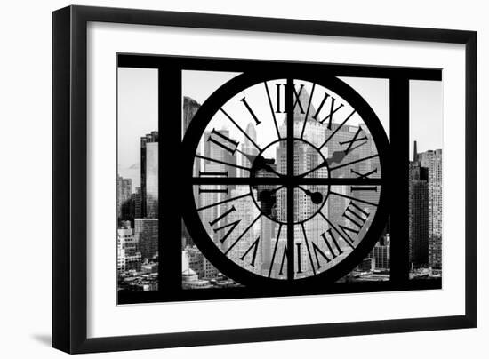 Giant Clock Window - View of Hell's Kitchen in Winter at Sunset - New York II-Philippe Hugonnard-Framed Photographic Print