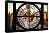 Giant Clock Window - View of Hell's Kitchen in Winter at Sunset - New York III-Philippe Hugonnard-Framed Stretched Canvas