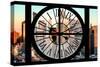 Giant Clock Window - View of Hell's Kitchen in Winter at Sunset - New York-Philippe Hugonnard-Stretched Canvas