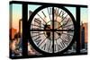 Giant Clock Window - View of Hell's Kitchen in Winter at Sunset - New York-Philippe Hugonnard-Stretched Canvas