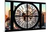 Giant Clock Window - View of Hell's Kitchen in Winter at Sunset - New York-Philippe Hugonnard-Mounted Photographic Print