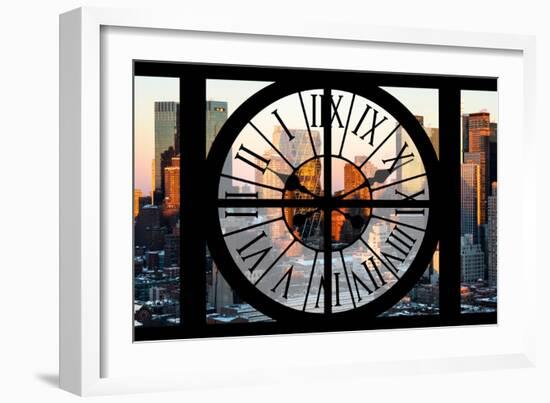 Giant Clock Window - View of Hell's Kitchen in Winter - Manhattan-Philippe Hugonnard-Framed Photographic Print