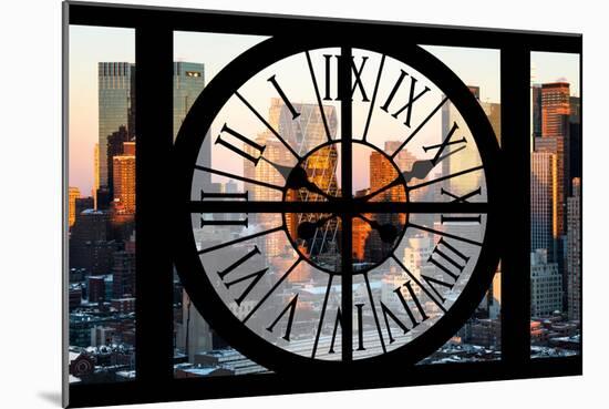 Giant Clock Window - View of Hell's Kitchen in Winter - Manhattan-Philippe Hugonnard-Mounted Photographic Print