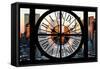 Giant Clock Window - View of Hell's Kitchen in Winter - Manhattan-Philippe Hugonnard-Framed Stretched Canvas