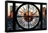 Giant Clock Window - View of Hell's Kitchen in Winter - Manhattan-Philippe Hugonnard-Framed Stretched Canvas