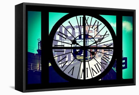 Giant Clock Window - View of Hotel Empire Sign - New York City II-Philippe Hugonnard-Framed Stretched Canvas