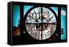 Giant Clock Window - View of Hotel Empire Sign - New York City-Philippe Hugonnard-Framed Stretched Canvas