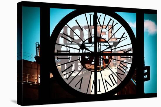 Giant Clock Window - View of Hotel Empire Sign - New York City-Philippe Hugonnard-Stretched Canvas