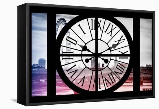 Giant Clock Window - View of London with London Eye and Big Ben IV-Philippe Hugonnard-Framed Stretched Canvas