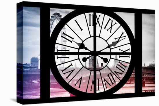 Giant Clock Window - View of London with London Eye and Big Ben IV-Philippe Hugonnard-Stretched Canvas