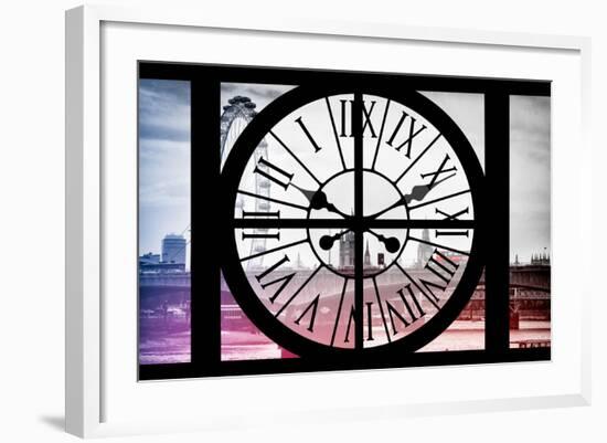 Giant Clock Window - View of London with London Eye and Big Ben IV-Philippe Hugonnard-Framed Photographic Print