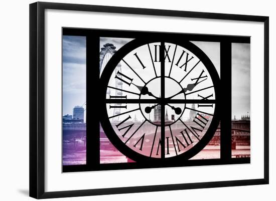 Giant Clock Window - View of London with London Eye and Big Ben IV-Philippe Hugonnard-Framed Photographic Print