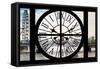 Giant Clock Window - View of London with London Eye and Big Ben V-Philippe Hugonnard-Framed Stretched Canvas