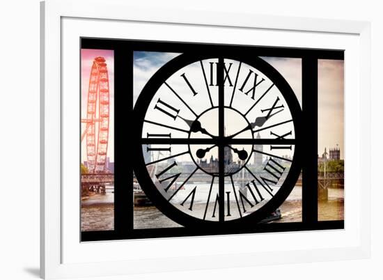 Giant Clock Window - View of London with London Eye and Big Ben VI-Philippe Hugonnard-Framed Photographic Print