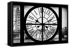 Giant Clock Window - View of London with London Eye and Big Ben VII-Philippe Hugonnard-Framed Stretched Canvas