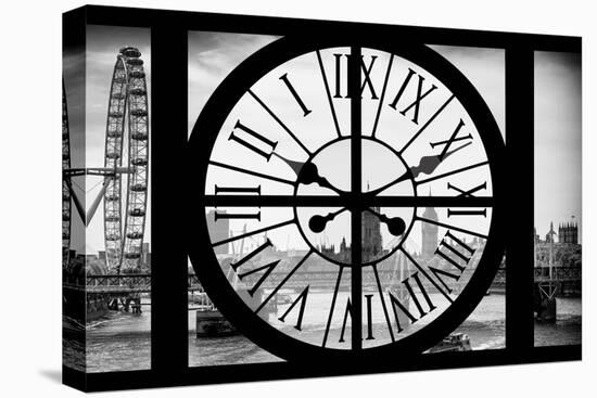 Giant Clock Window - View of London with London Eye and Big Ben VII-Philippe Hugonnard-Stretched Canvas