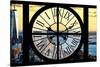 Giant Clock Window - View of Lower Manhattan with the One World Trade Center at Sunset-Philippe Hugonnard-Stretched Canvas