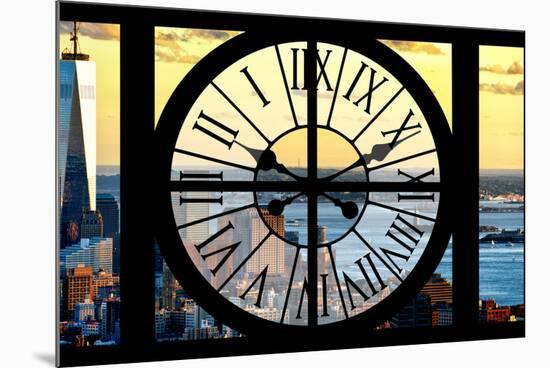 Giant Clock Window - View of Lower Manhattan with the One World Trade Center at Sunset-Philippe Hugonnard-Mounted Photographic Print