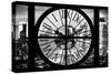 Giant Clock Window - View of Manhattan at Dusk V-Philippe Hugonnard-Stretched Canvas