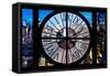 Giant Clock Window - View of Manhattan at Dusk VII-Philippe Hugonnard-Framed Stretched Canvas