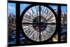 Giant Clock Window - View of Manhattan at Dusk X-Philippe Hugonnard-Mounted Photographic Print