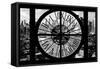 Giant Clock Window - View of Manhattan at Dusk XI-Philippe Hugonnard-Framed Stretched Canvas