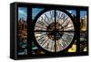 Giant Clock Window - View of Manhattan at Dusk XII-Philippe Hugonnard-Framed Stretched Canvas