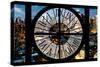 Giant Clock Window - View of Manhattan at Dusk XII-Philippe Hugonnard-Stretched Canvas