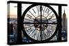 Giant Clock Window - View of Manhattan at Sunset II-Philippe Hugonnard-Stretched Canvas