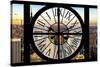 Giant Clock Window - View of Manhattan at Sunset-Philippe Hugonnard-Stretched Canvas