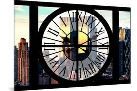 Giant Clock Window - View of Manhattan Buildings at Sunset II-Philippe Hugonnard-Mounted Photographic Print