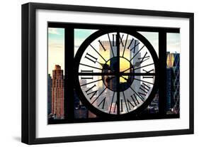 Giant Clock Window - View of Manhattan Buildings at Sunset II-Philippe Hugonnard-Framed Photographic Print