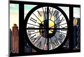 Giant Clock Window - View of Manhattan Buildings at Sunset II-Philippe Hugonnard-Mounted Photographic Print