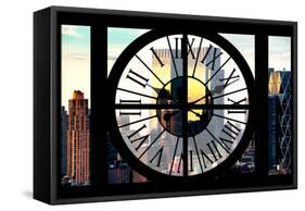 Giant Clock Window - View of Manhattan Buildings at Sunset II-Philippe Hugonnard-Framed Stretched Canvas