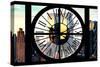 Giant Clock Window - View of Manhattan Buildings at Sunset II-Philippe Hugonnard-Stretched Canvas