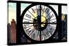 Giant Clock Window - View of Manhattan Buildings at Sunset II-Philippe Hugonnard-Stretched Canvas