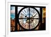 Giant Clock Window - View of Manhattan Buildings at Sunset-Philippe Hugonnard-Framed Photographic Print