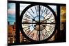 Giant Clock Window - View of Manhattan Buildings at Sunset-Philippe Hugonnard-Mounted Photographic Print