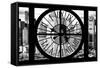 Giant Clock Window - View of Manhattan Buildings - Hell's Kitchen District IV-Philippe Hugonnard-Framed Stretched Canvas