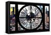 Giant Clock Window - View of Manhattan Buildings - Hell's Kitchen District-Philippe Hugonnard-Framed Stretched Canvas